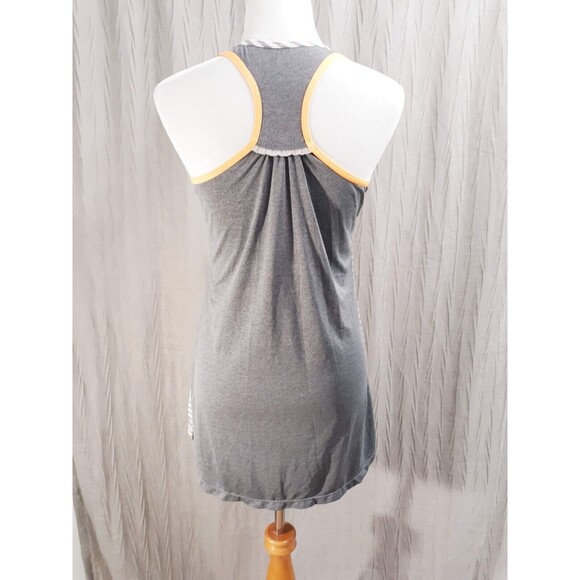MPG Womens Active Tank Top Shirt Hi-Low Gray White Stripes w Orange Trim Size M - Picture 5 of 11